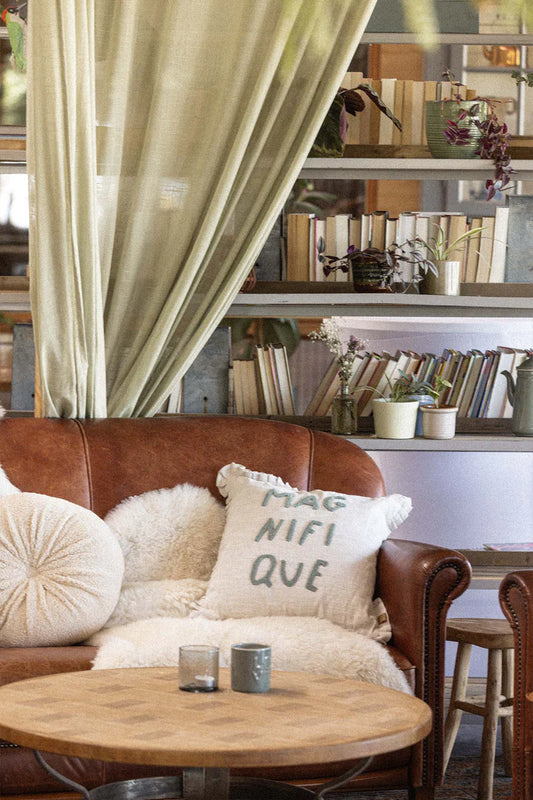 Zusss | Kissenrüsche, prächtig, 45x45cm, Pfeffer und Salz/Graublau