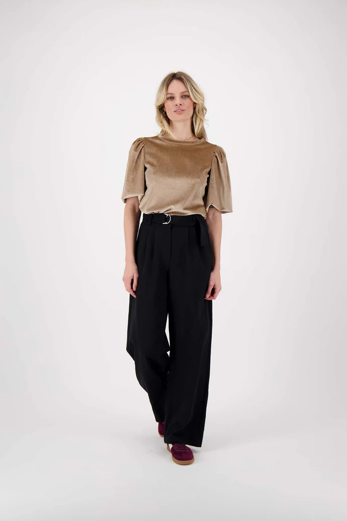 Zusss | Weite Hose mit Gürtel, schwarz