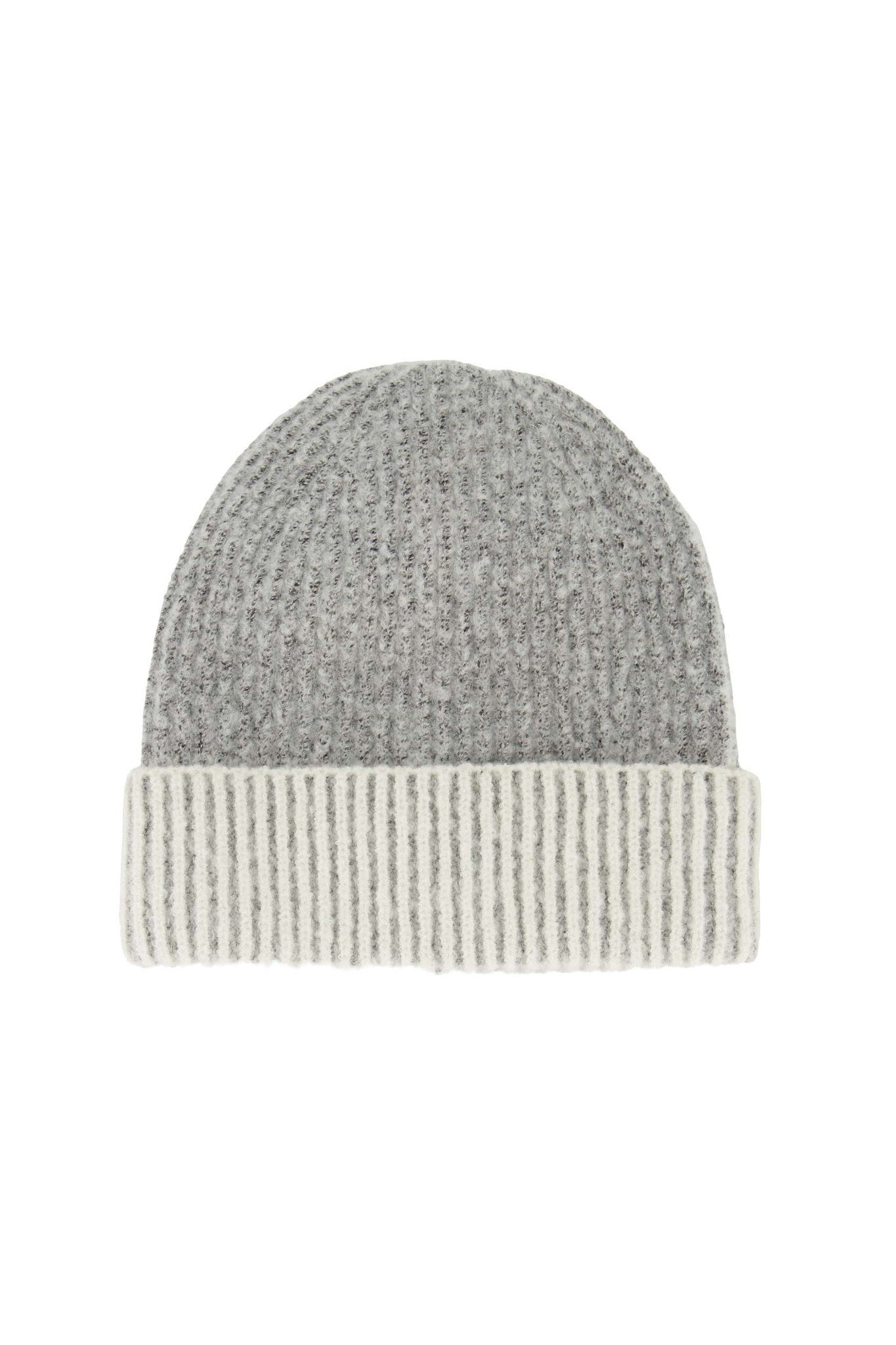 Zusss | Strickmütze mit Zierborte, mittelgrau
