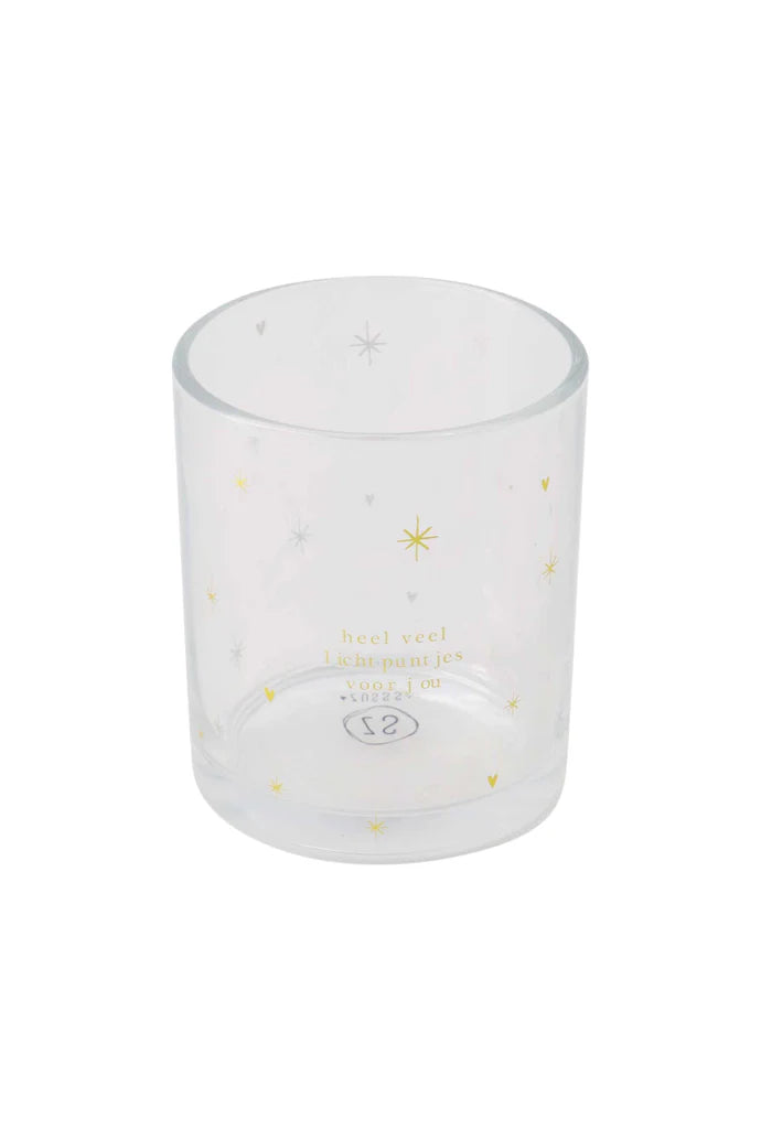 Zusss | Teelichthalter aus Glas, Sterne, Gold