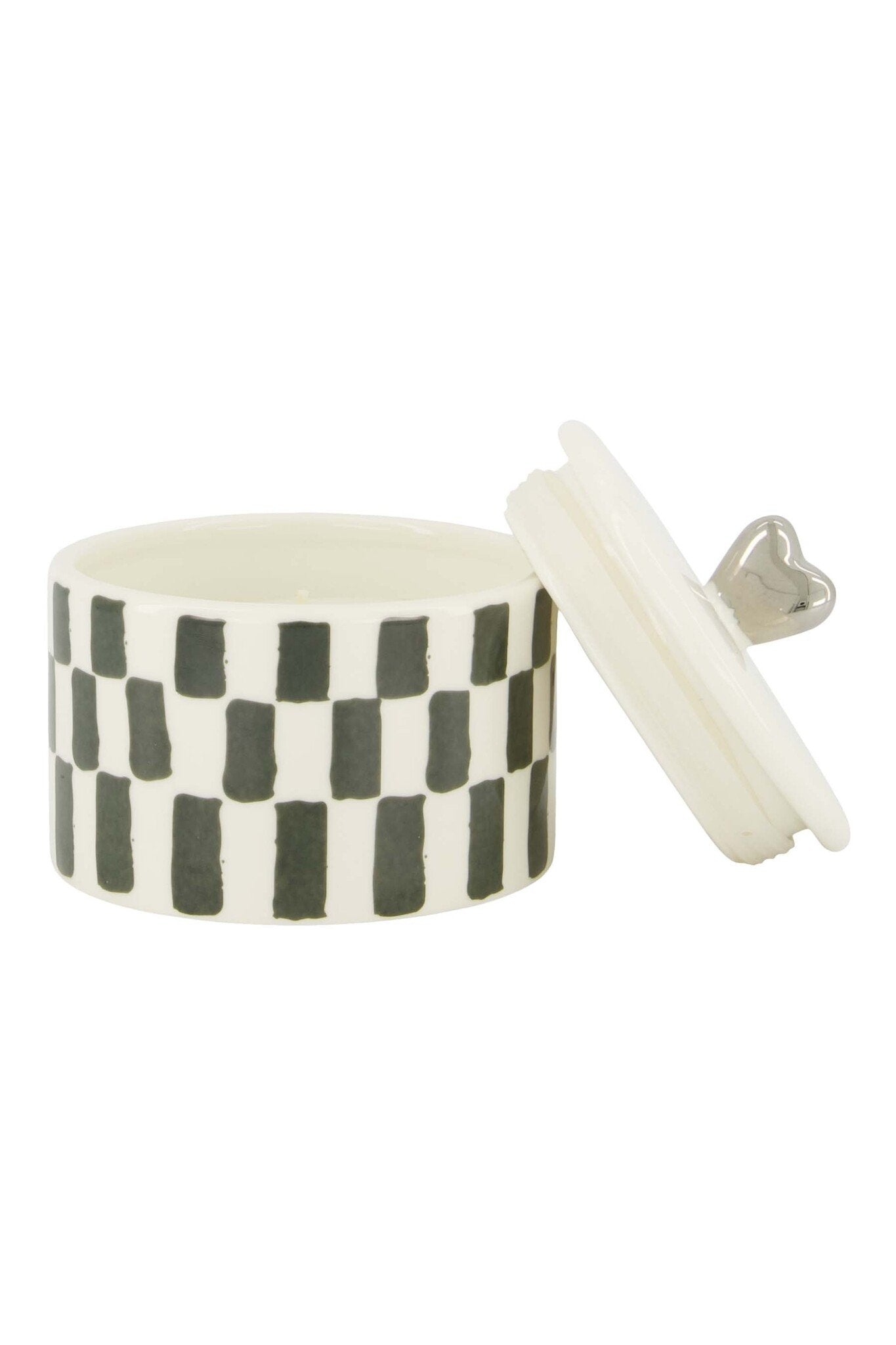 Zusss | Geurkaars keramiek met deksel zilver hartje grijsblauw