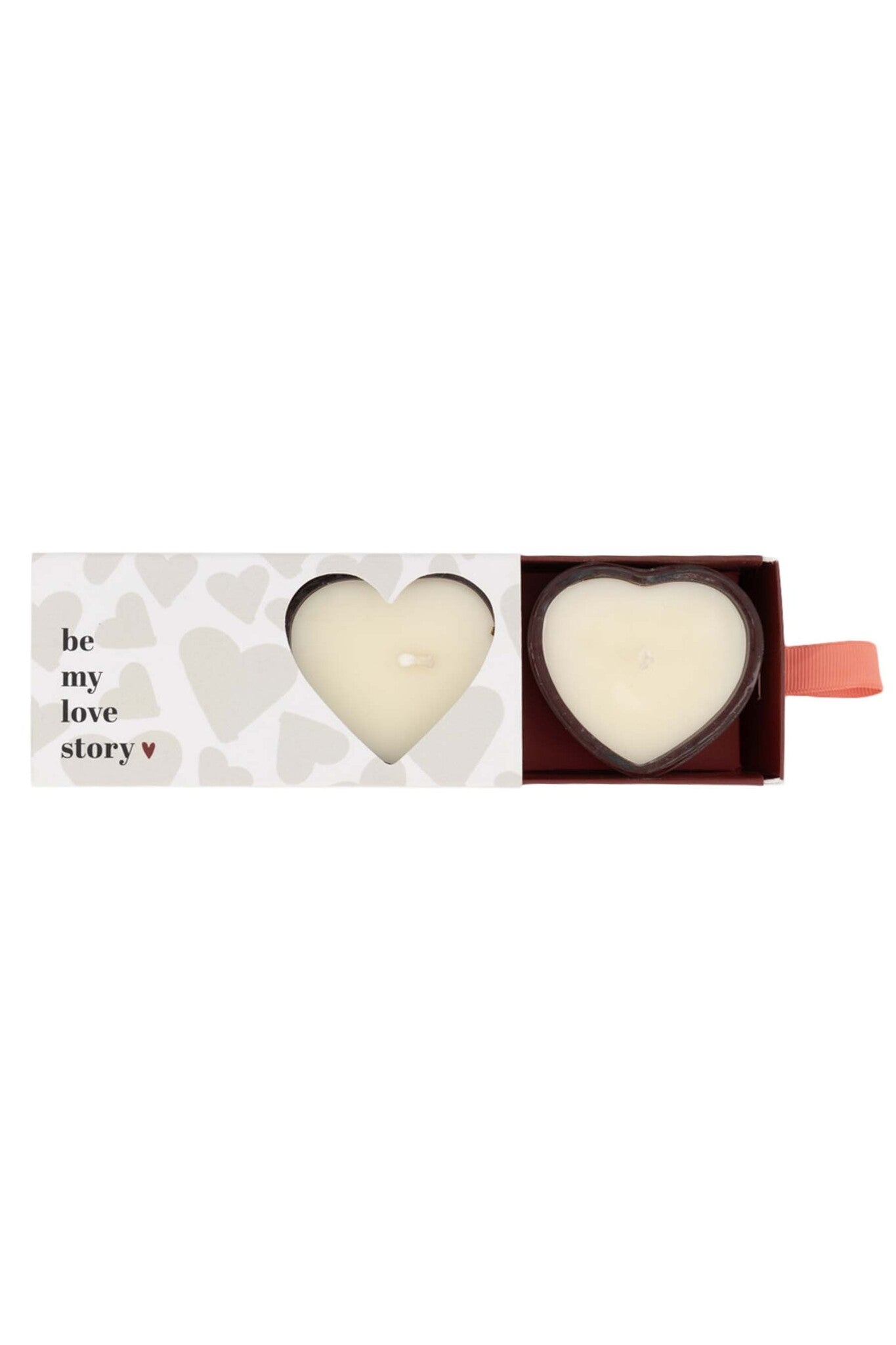 Zusss | Set van 2 geurkaarsjes in doosje hartje wit/rood