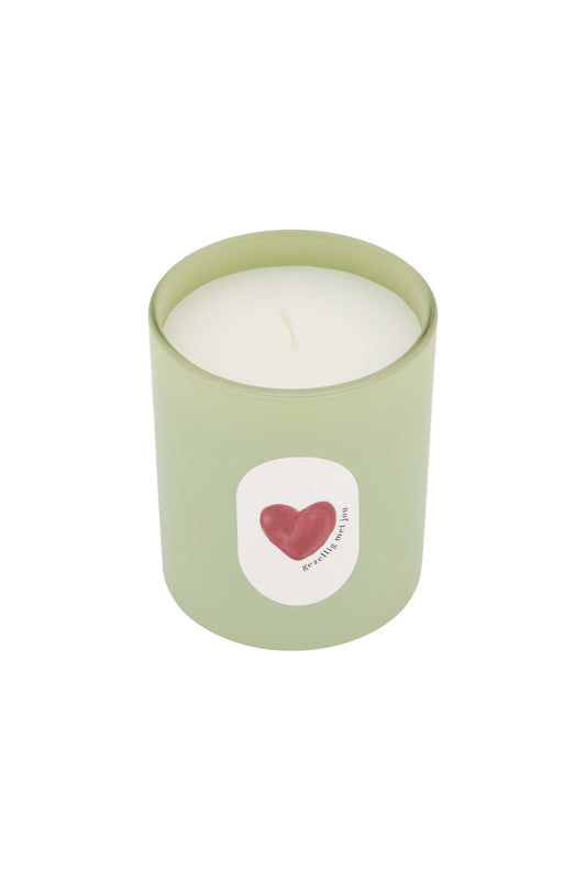 Zusss | Duftkerze aus Glas, herzförmig, graugrün