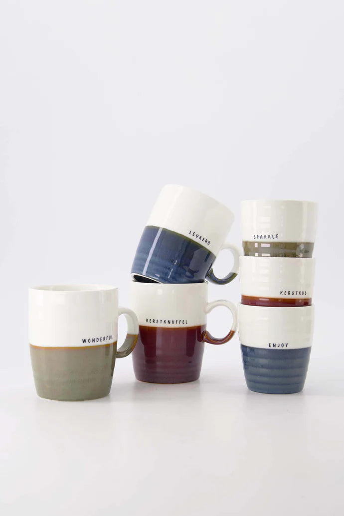 Zusss | Kaffeetasse, glitzernd weiß/dunkelgrün