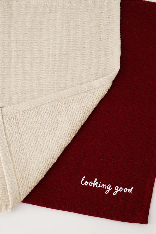 Zusss | Vaatdoekjes hartje zand/port set van 2