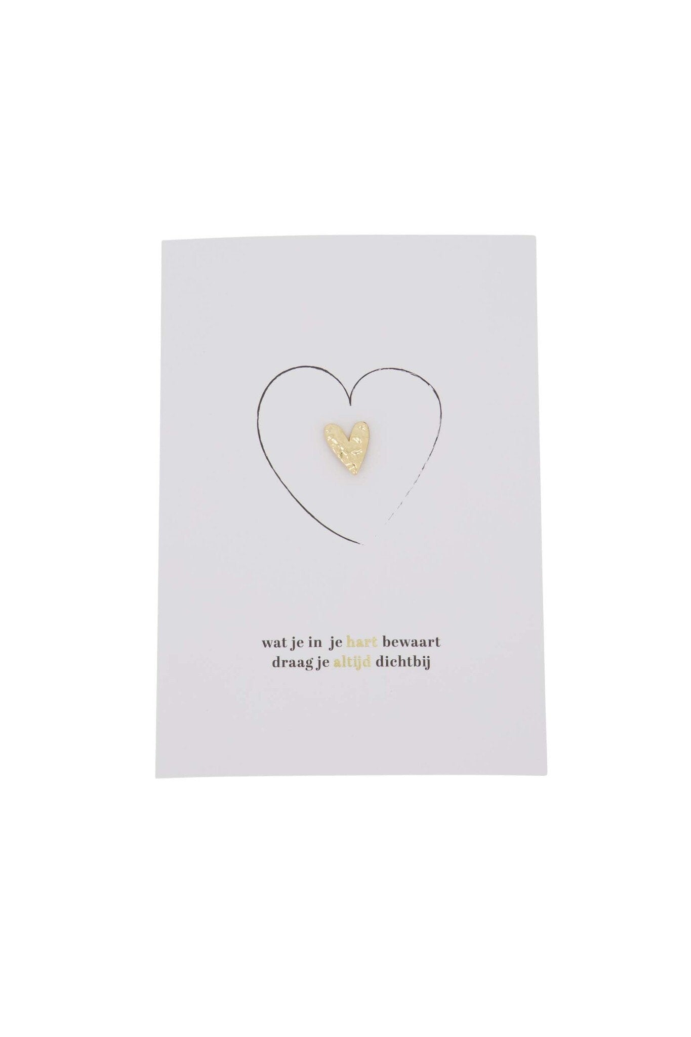Zusss | Wenskaart hartje in je hart goud broche wit