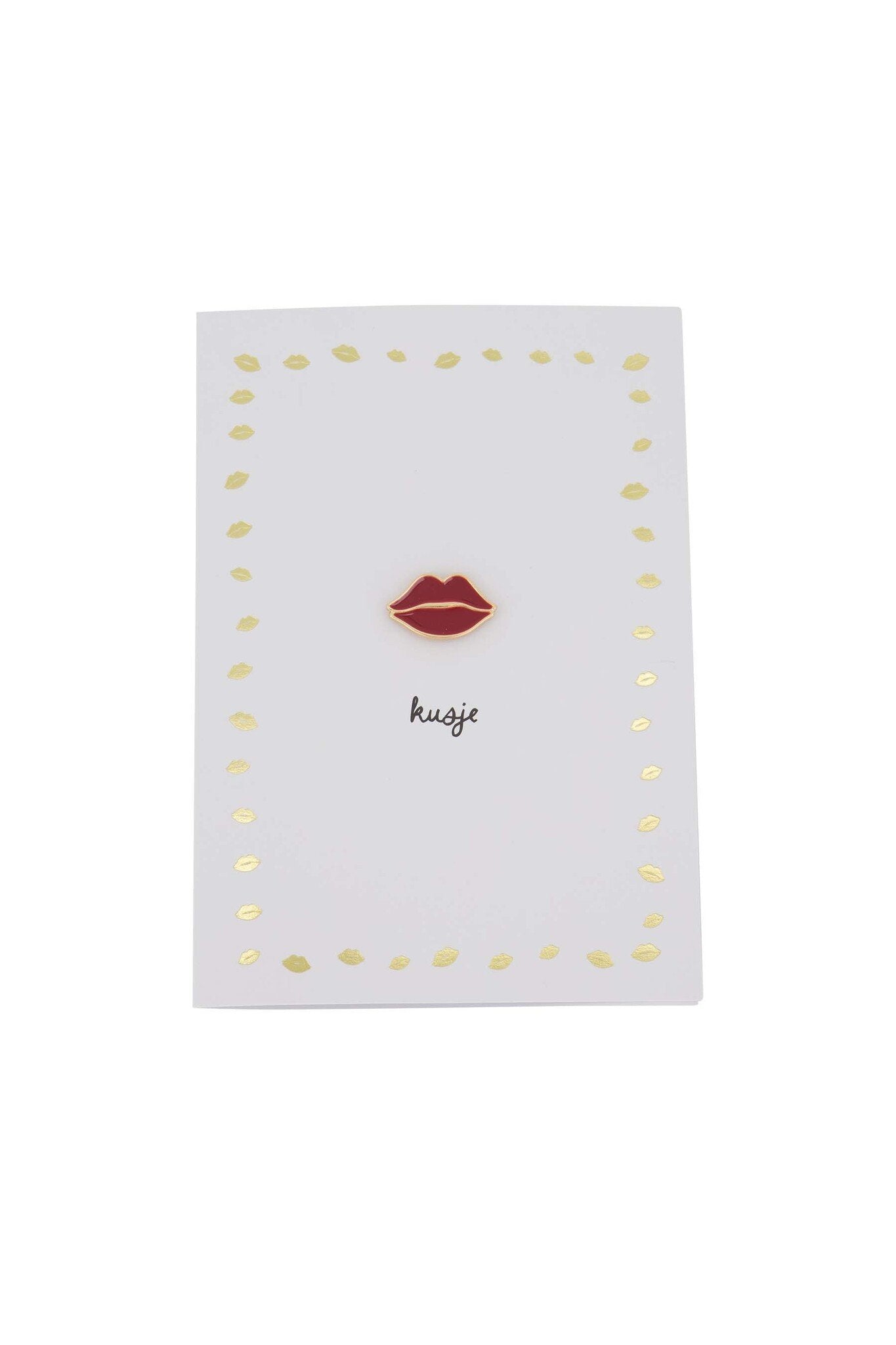 Zusss | Grußkarte Kuss rote Brosche weiß