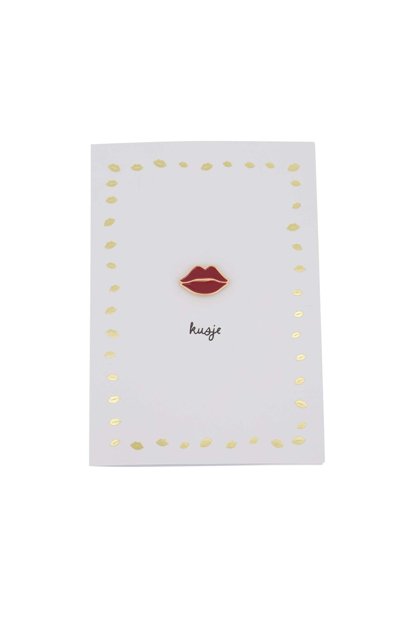 Zusss | Grußkarte Kuss rote Brosche weiß