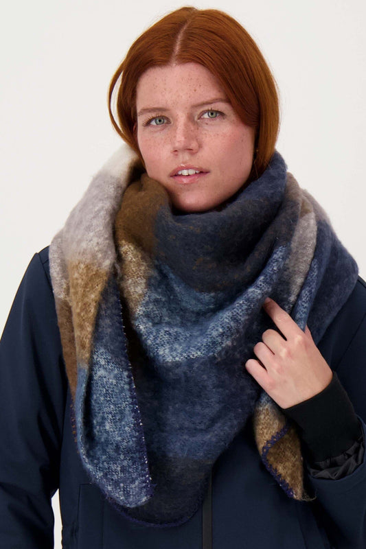 Zusss | Dreieckiger Schal mit Rautenmuster, Marineblau