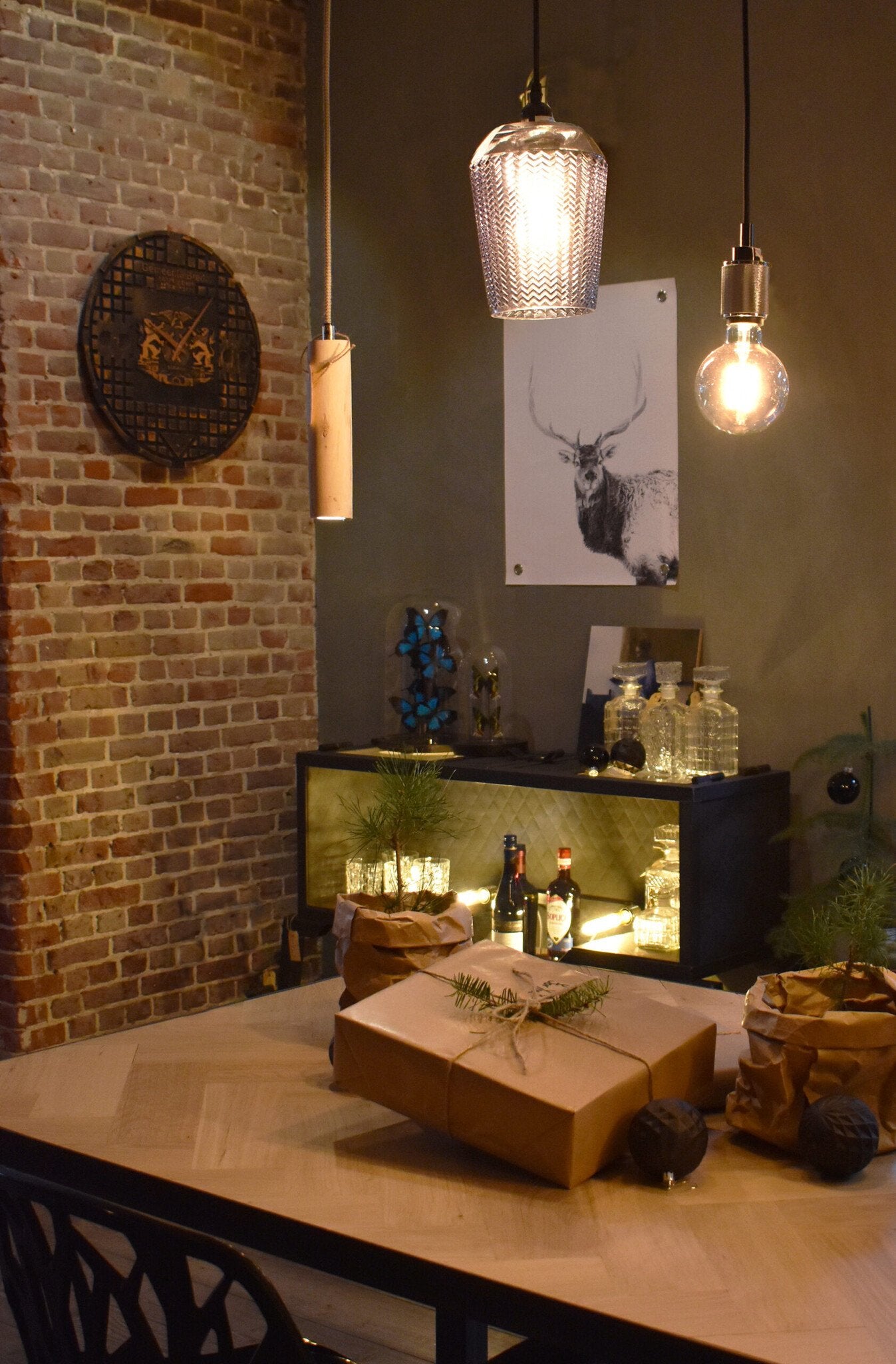 VM | Tuinposter hert zwart wit