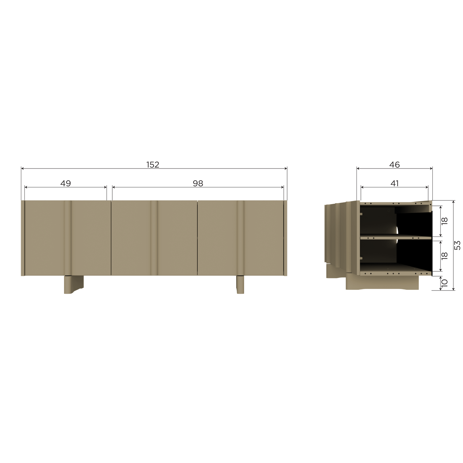 Woood Basu TV Meubel Grenen moss 152cm