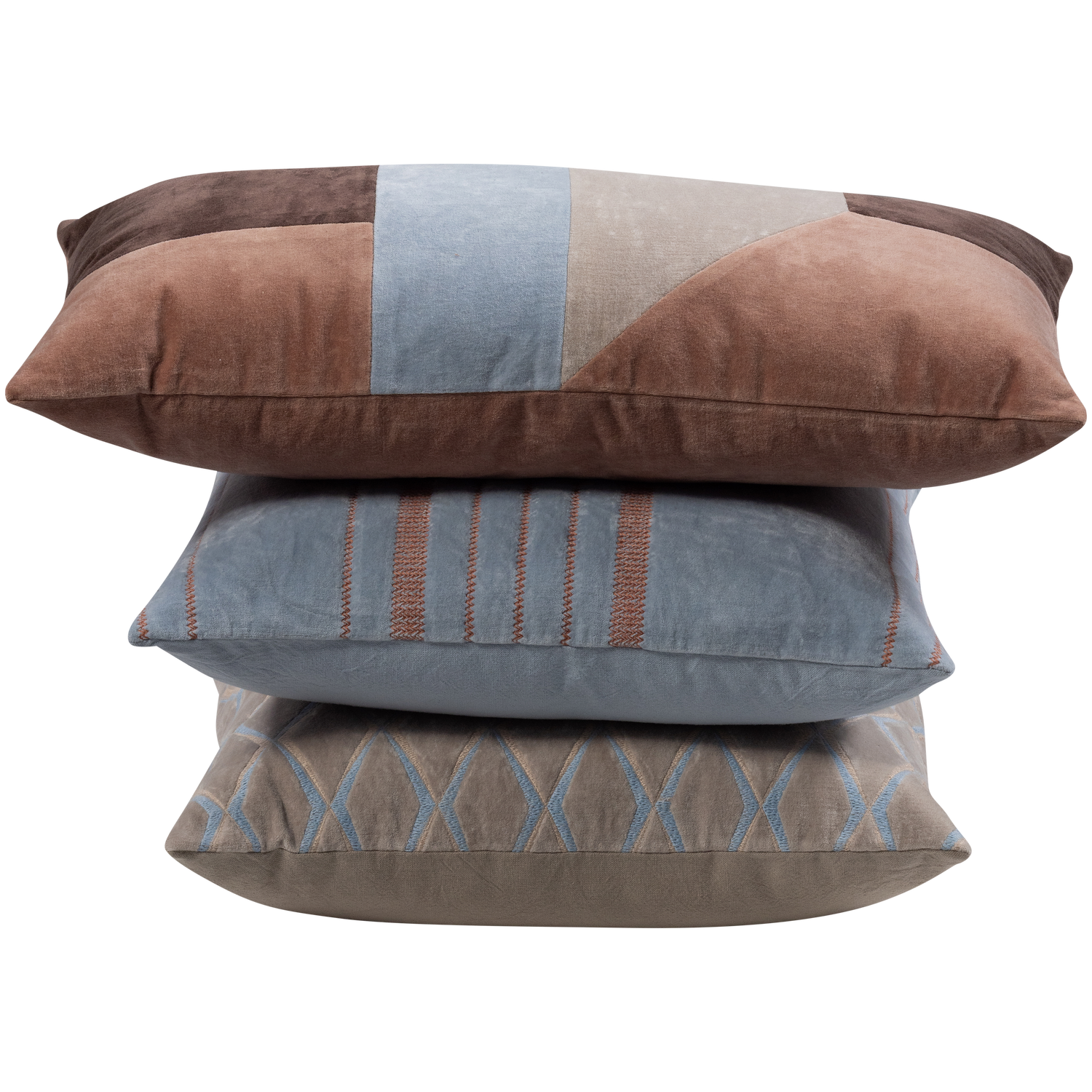 Woood Laon Kussenset naturel/blauw 3stuks