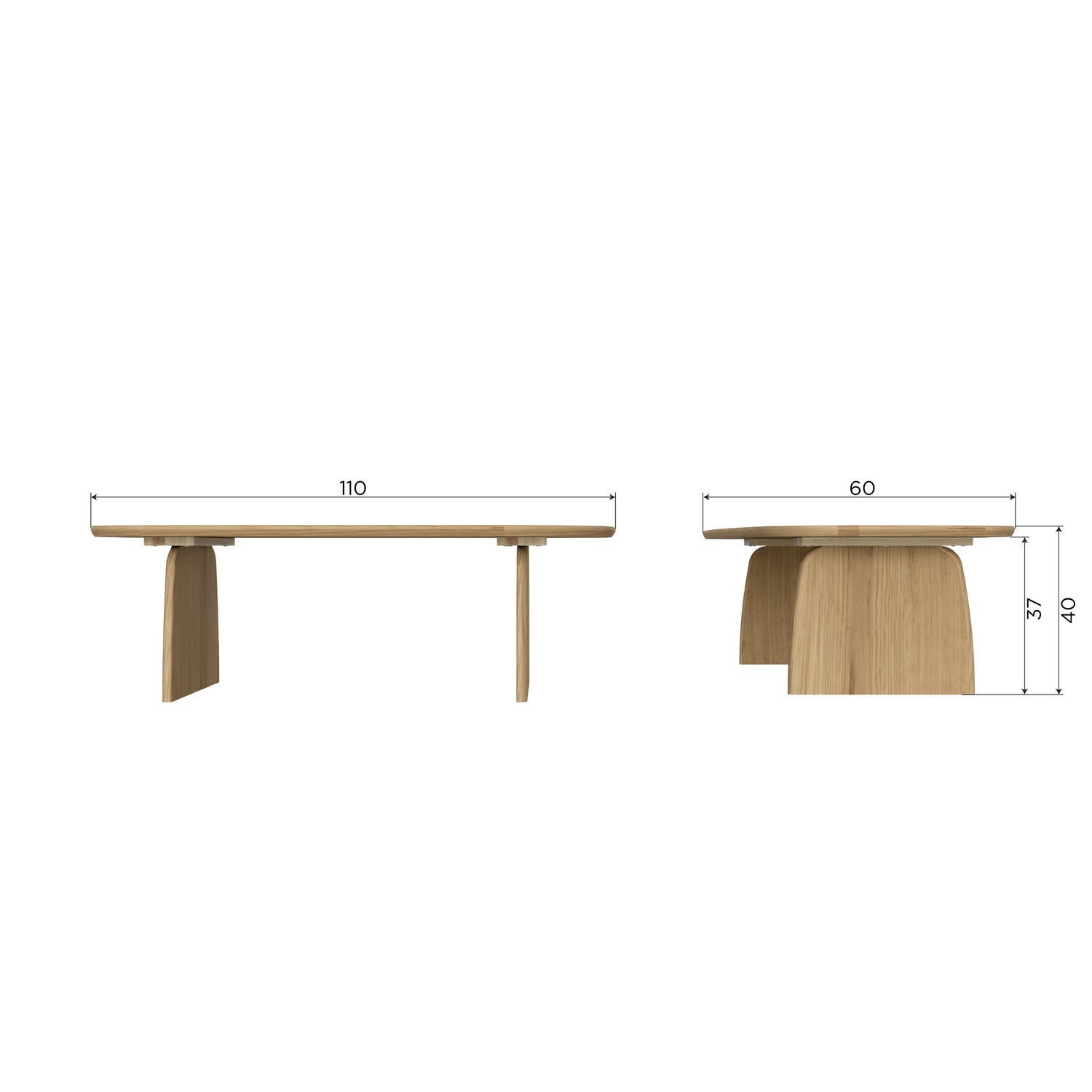 Woood Tablo Salontafel eiken transparant 110cm
