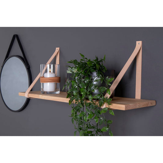 House Nordic | Houten wandschap met leren houders 120cm