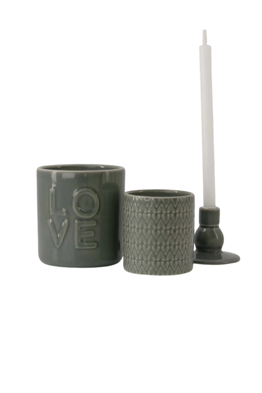 Zusss | Duftkerze aus Keramik, Liebe Dunkelgrün