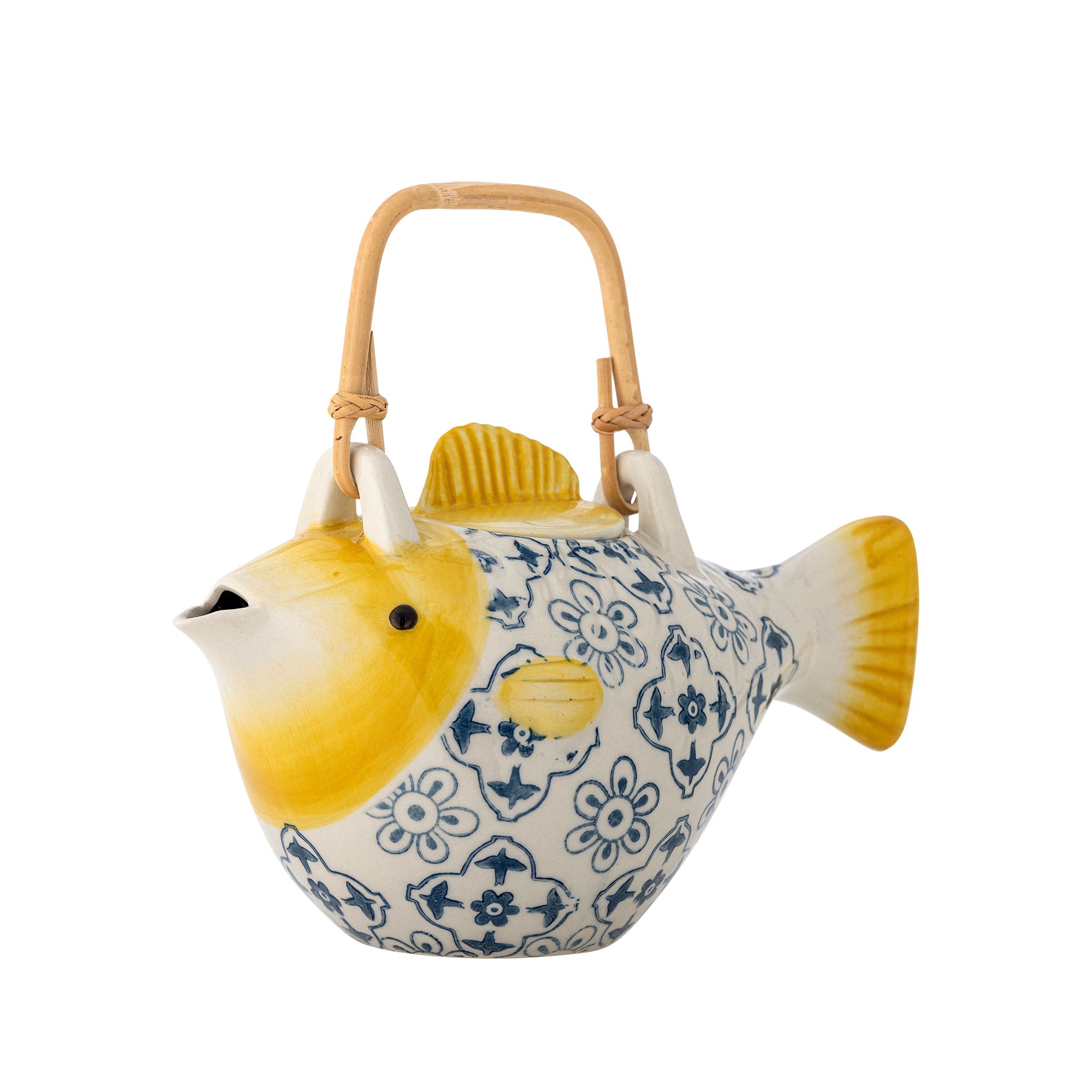 Bloomingville Wrenne Theepot Vis Blauw Geel