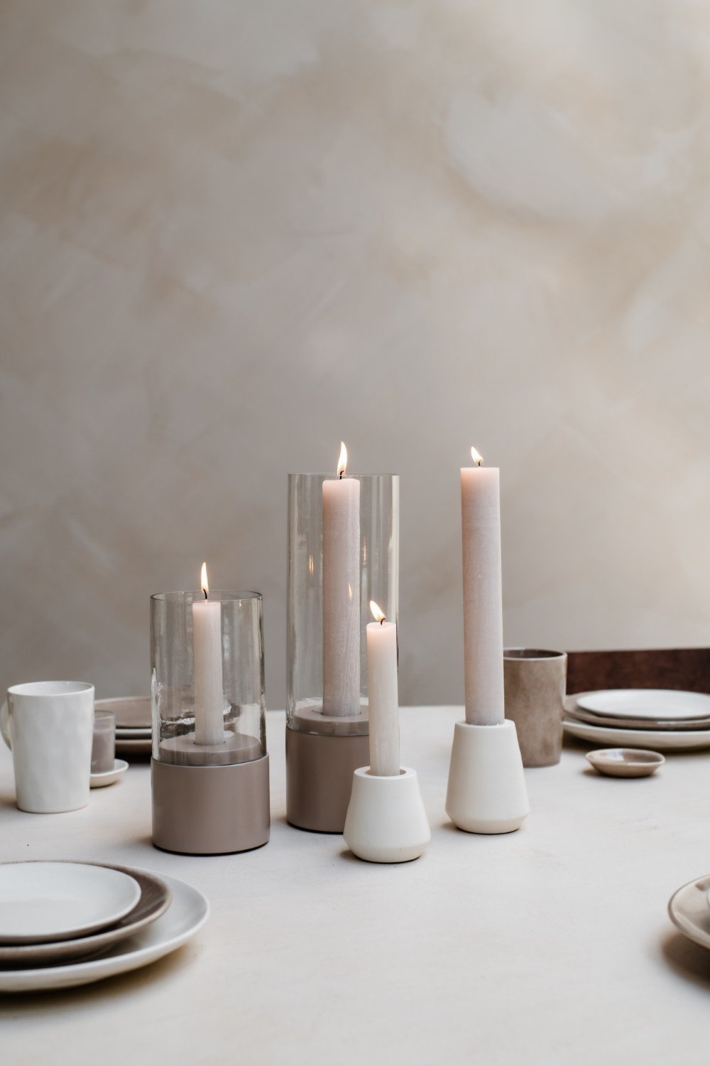 Home Society | Windlicht Mindy taupe 31,5cm