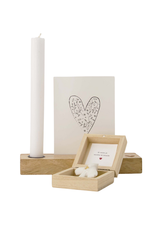 Zusss | Doosje hout met vogeltje wit/goud