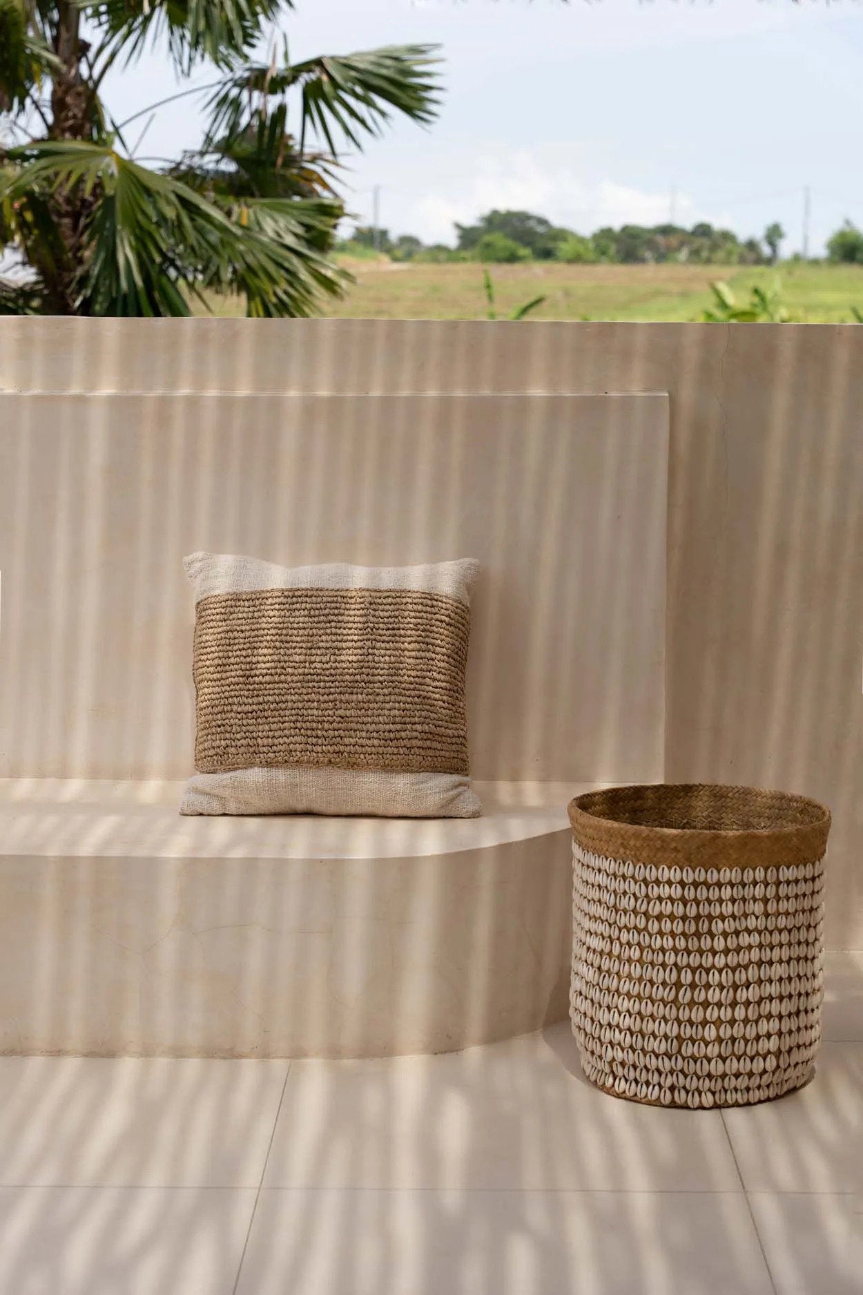 Bazar Bizar Pandan Mand Schelpen wit
