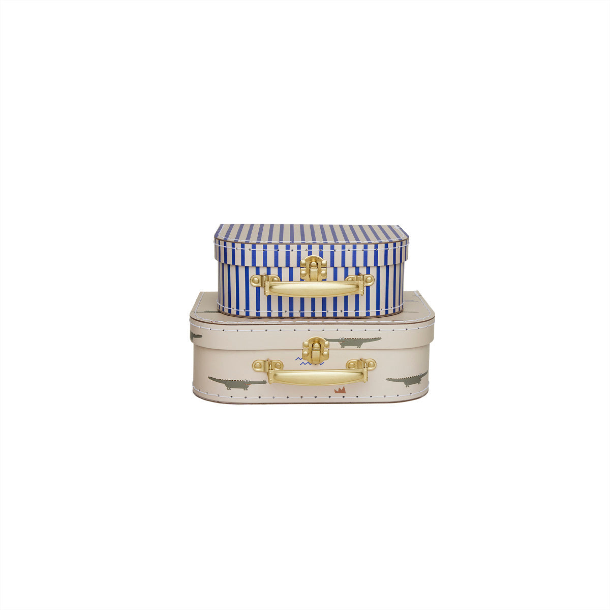 OYOY MINI Decoratieve Koffertjes Krokodil & Streep - Set van 2
