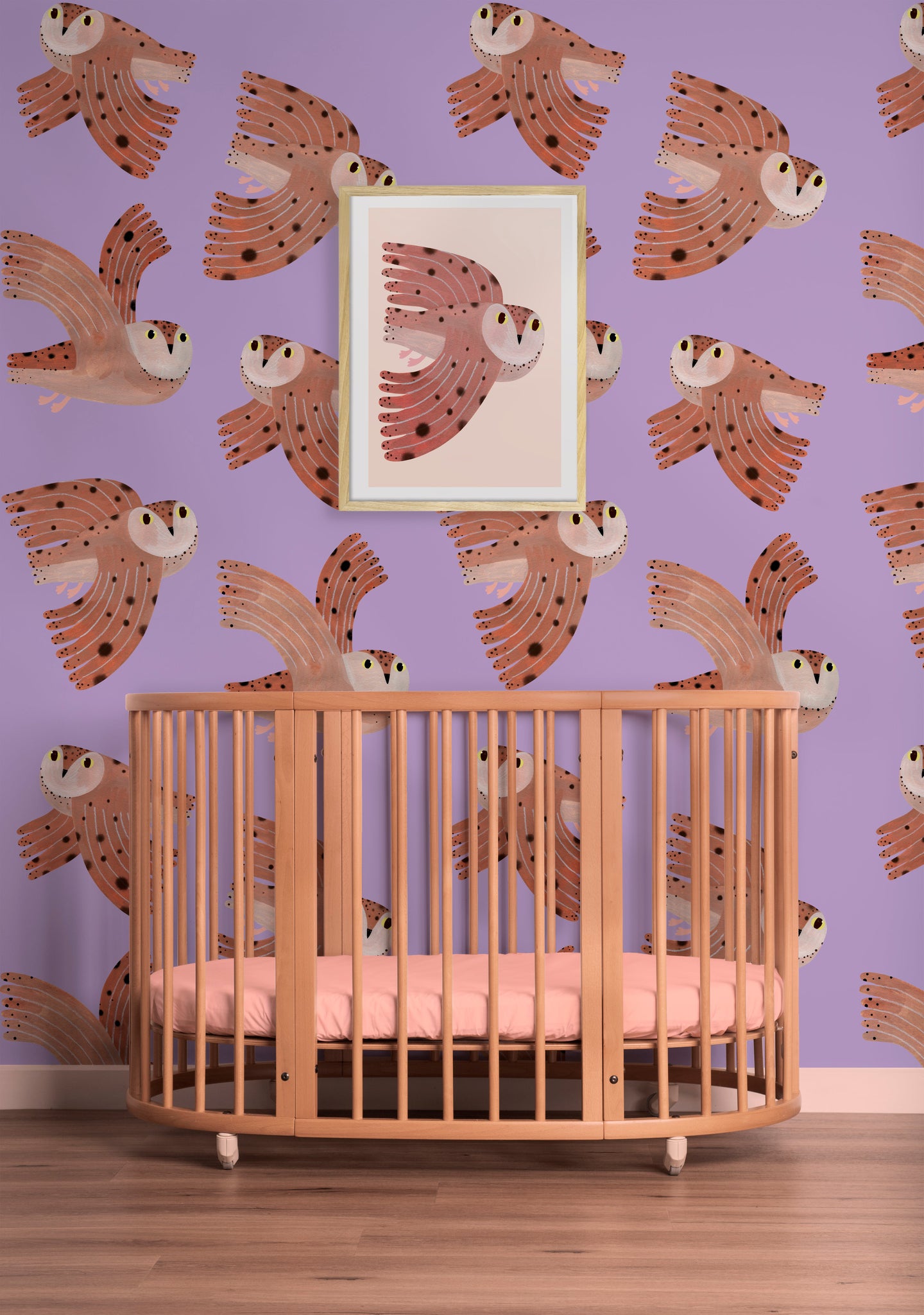 Meet me at the Wall Behang Owl lilac | Aniek Bartels