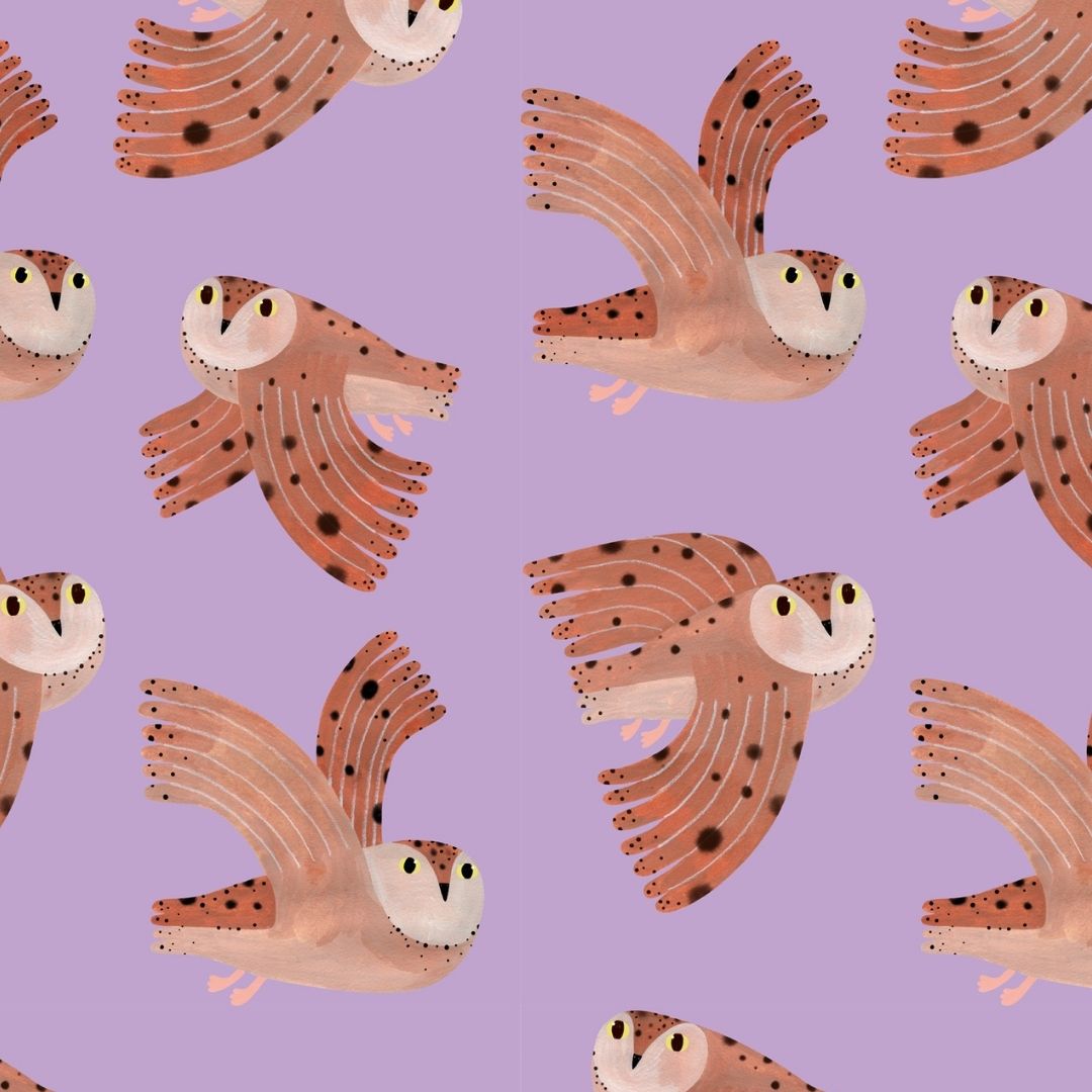 Meet me at the Wall Behang Owl lilac | Aniek Bartels