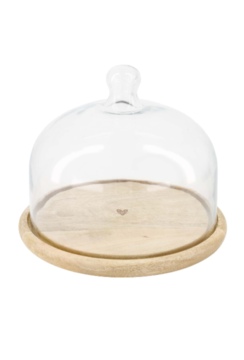 Zusss | Stolp glas op houten plateau hartje