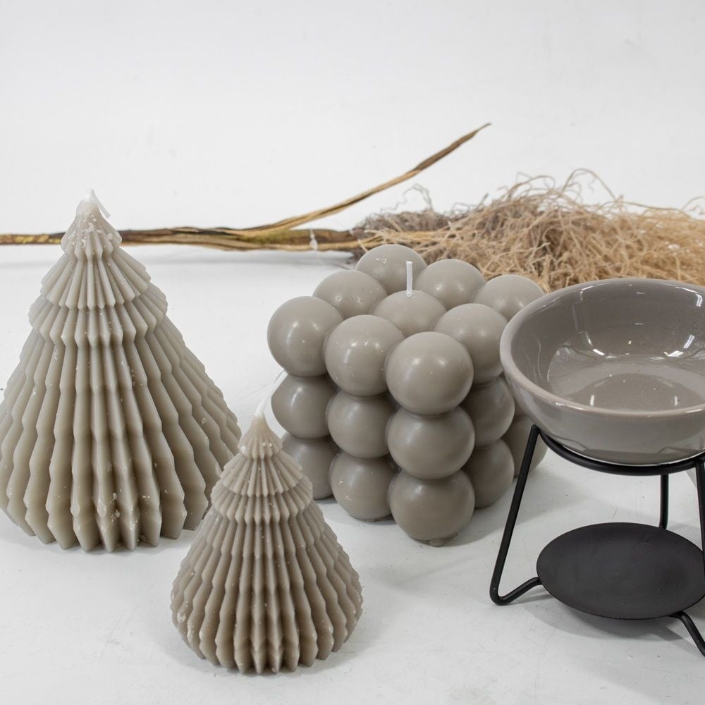 Selected by | Kaars boom taupe 14cm