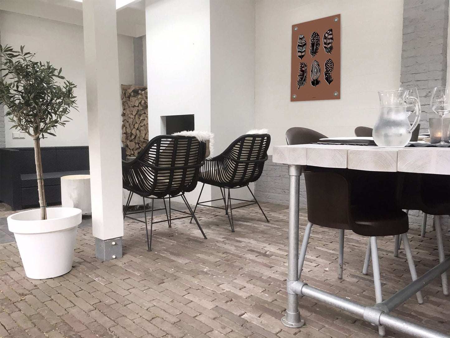 VM | Gartenposter Federn braun