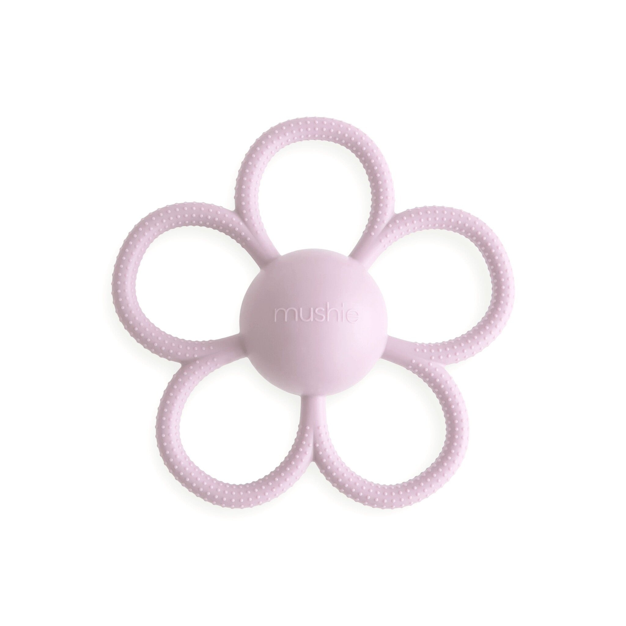Mushie | Beißring mit Rassel Daisy lilac