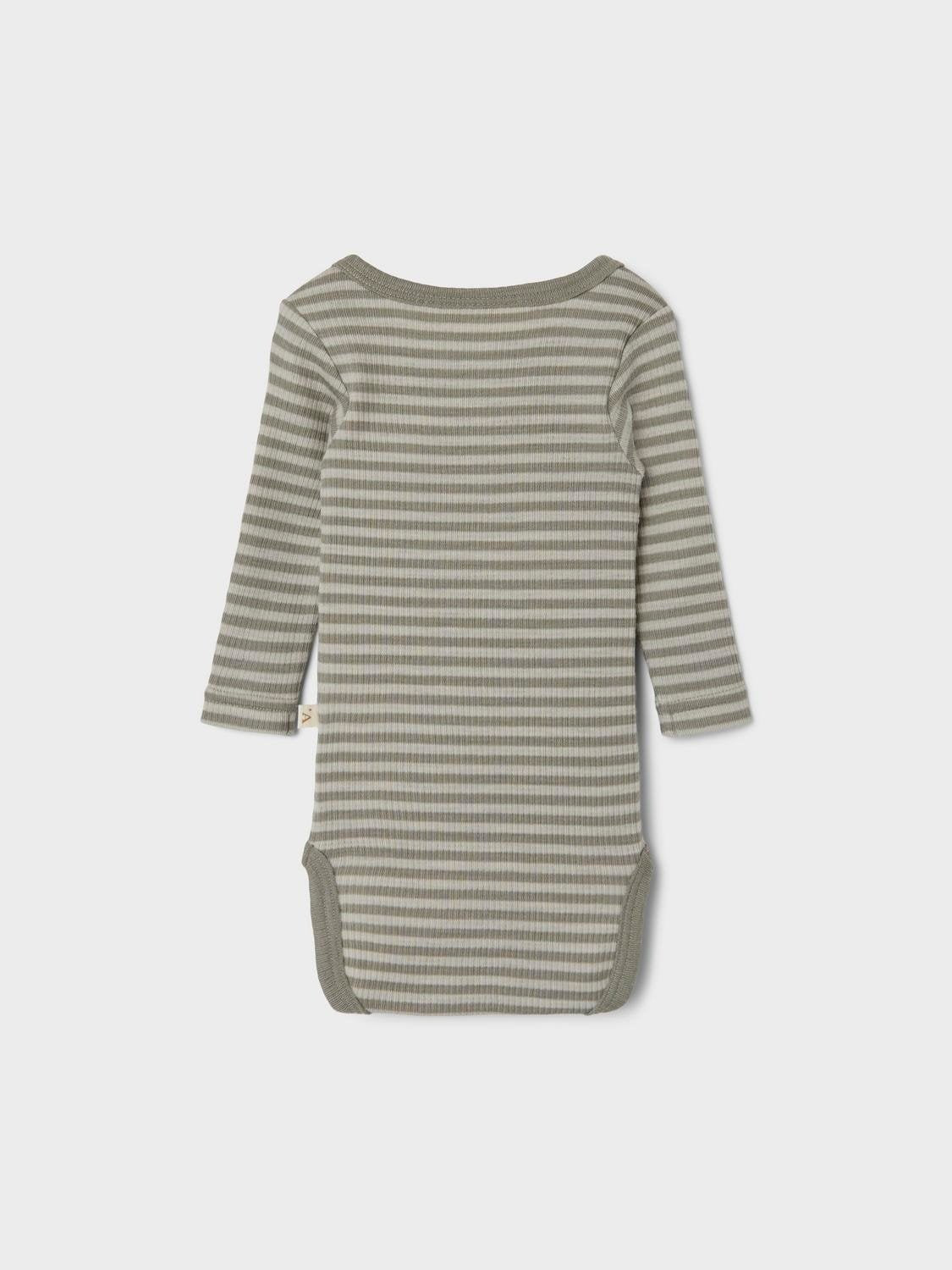 Lil Atelier | Wollen romper Fable Fio groen/grijs