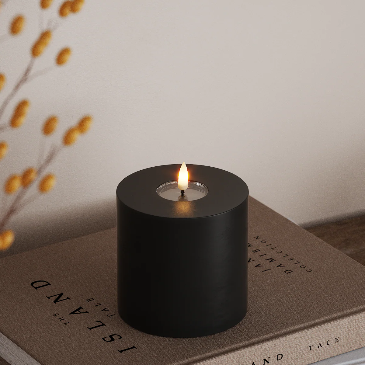 Deluxe Homeart | LED Kaars zwart 10x10cm