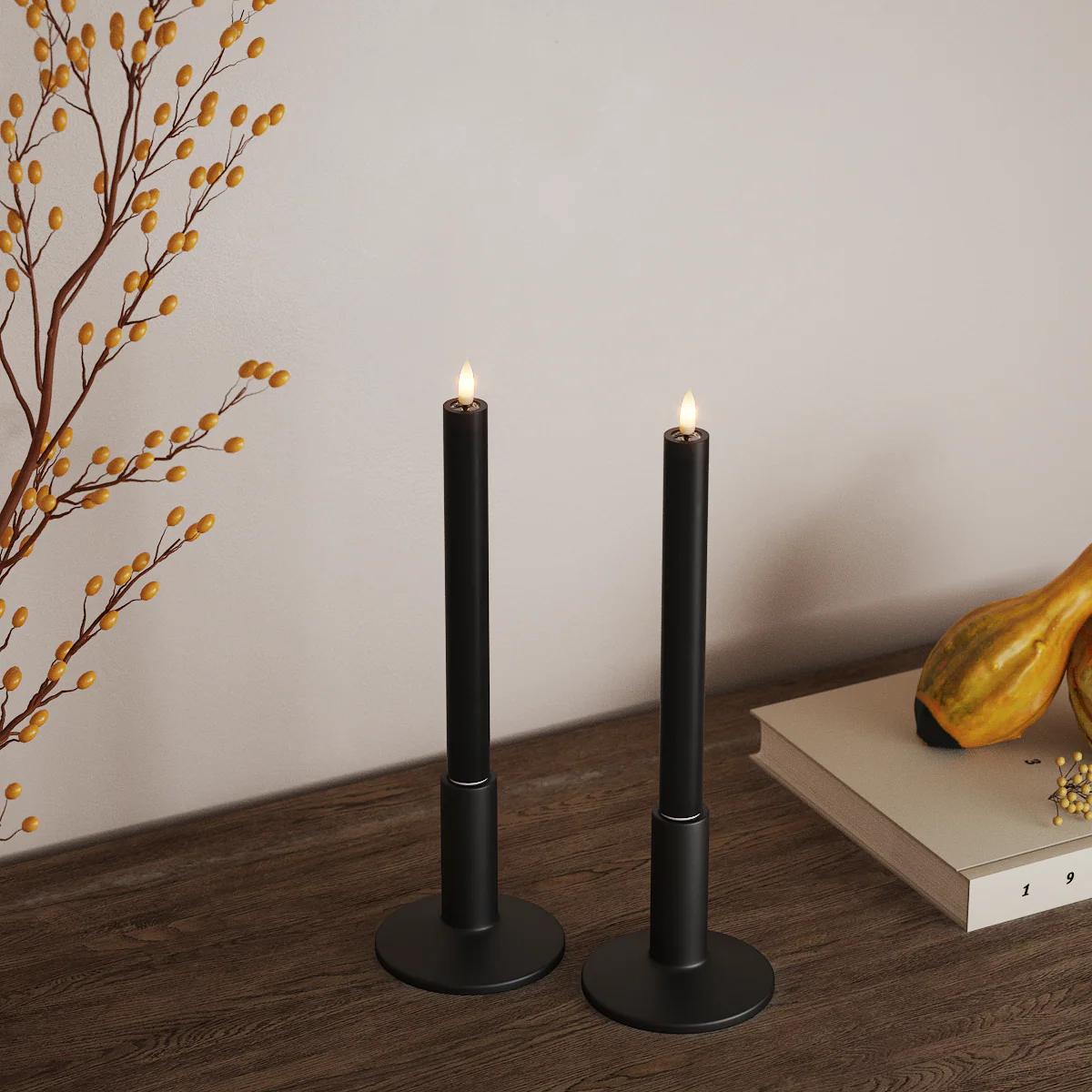 Deluxe Homeart | LED dinerkaars zwart 24cm | 2stuks