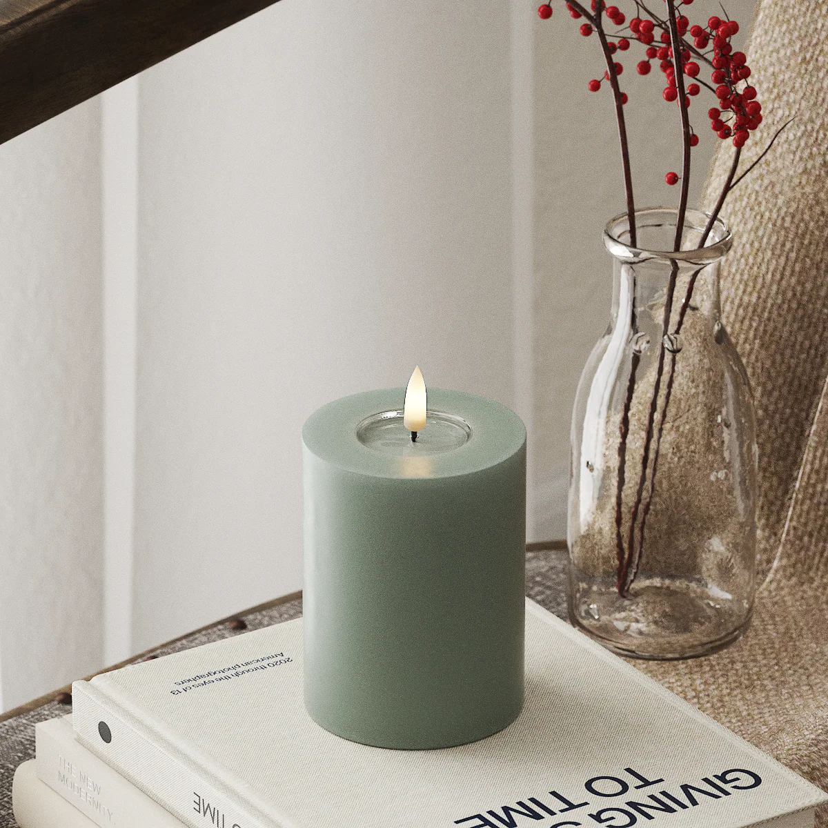Deluxe Homeart | LED Kaars saliegroen 7.5x10cm