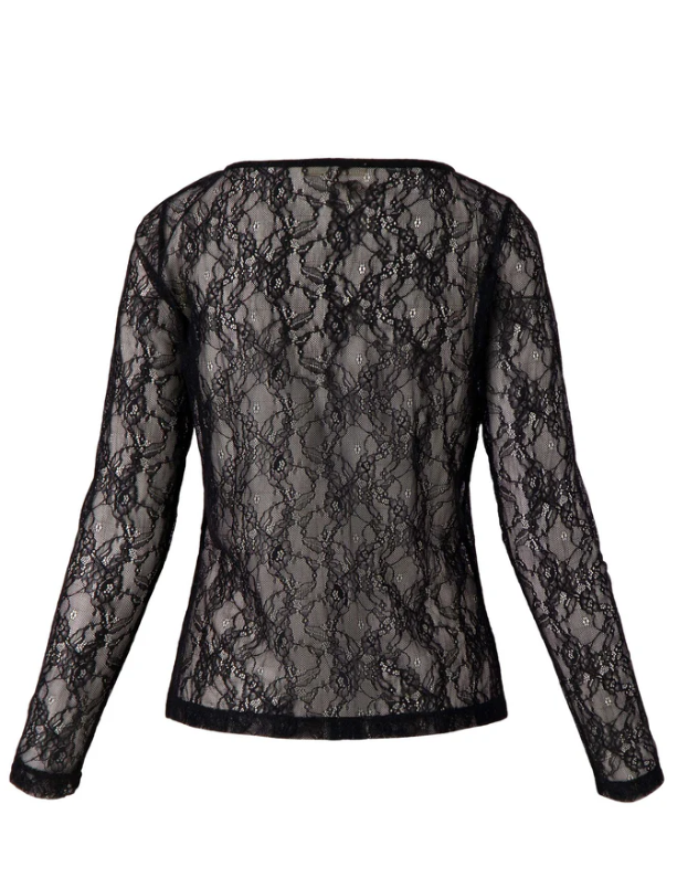 Zusss | Schwarzes Spitzentop mit U-Boot-Ausschnitt