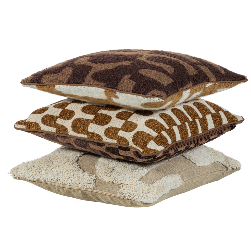 Wood | Fayden Chenille-Kissen-Set, Naturbraun – 3er-Set