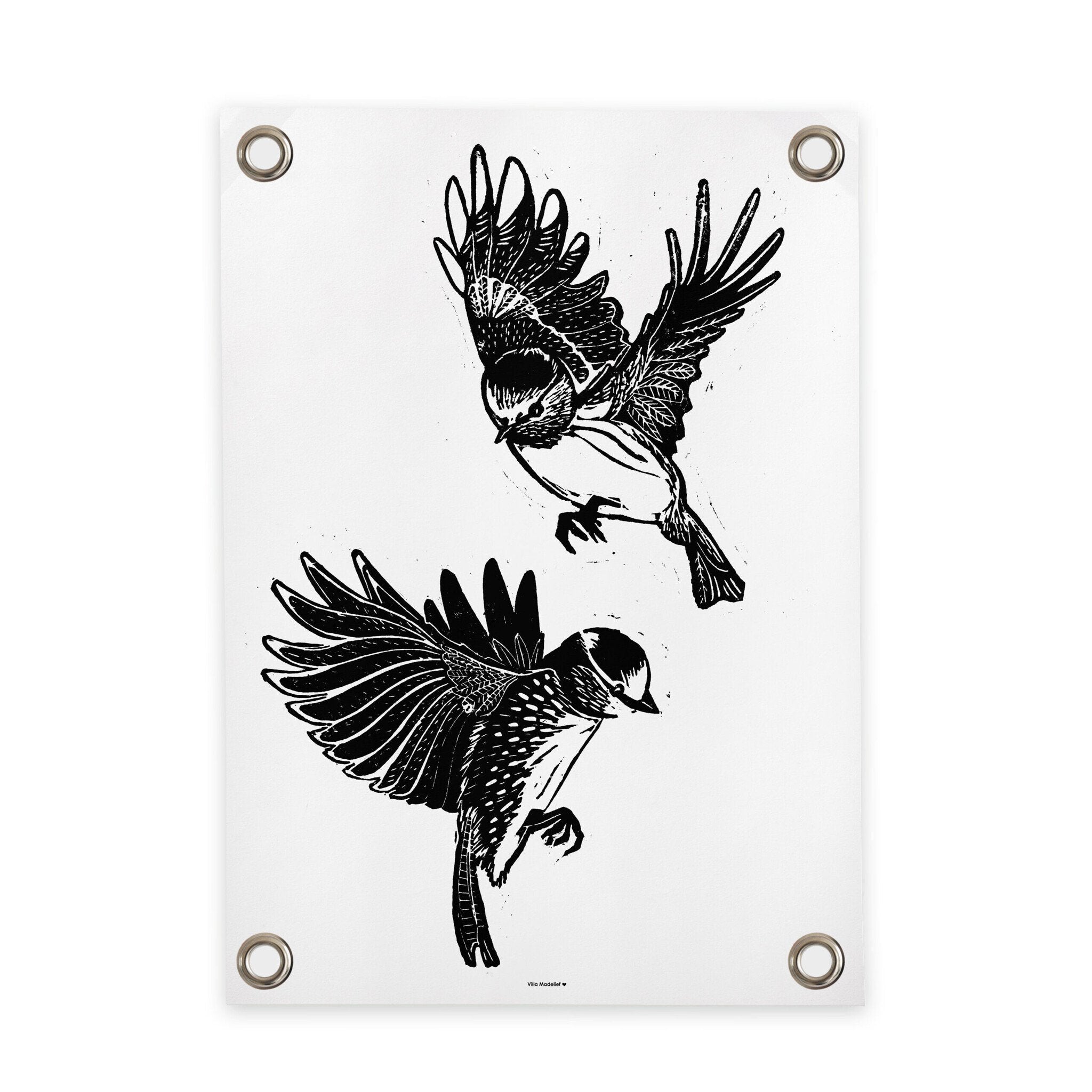 VM | Gartenposter Vögel schwarz-weiß