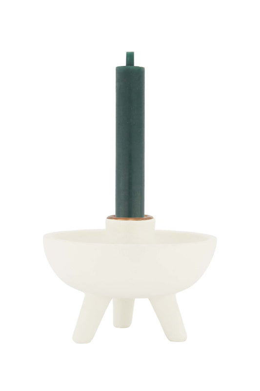 Zusss | Polystone kandelaar op pootjes off white