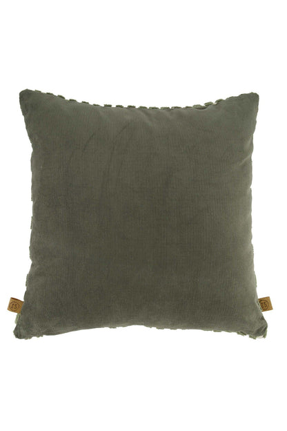 Zusss | Kussen corduroy/velvet grafisch 45x45cm offwhite/groen