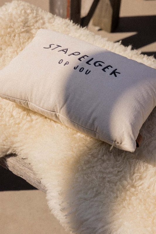 Zusss | Cordkissen, Crazy, 35x25cm, Sand/Anthrazitgrau