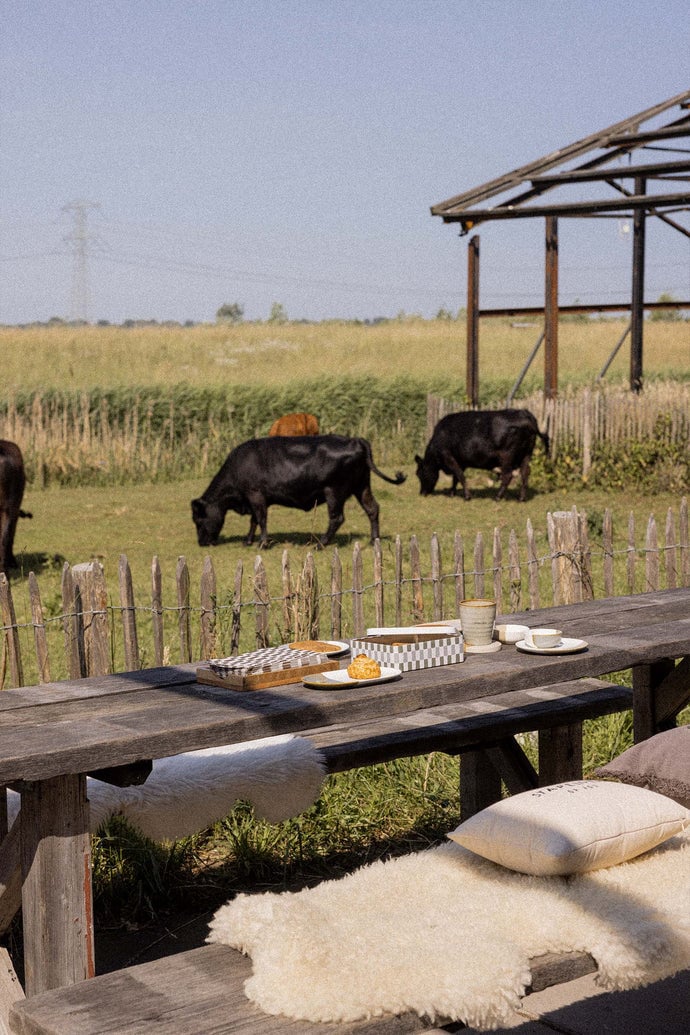 Zusss | Cordkissen, Crazy, 35x25cm, Sand/Anthrazitgrau