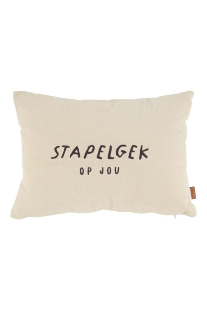 Zusss | Cordkissen, Crazy, 35x25cm, Sand/Anthrazitgrau