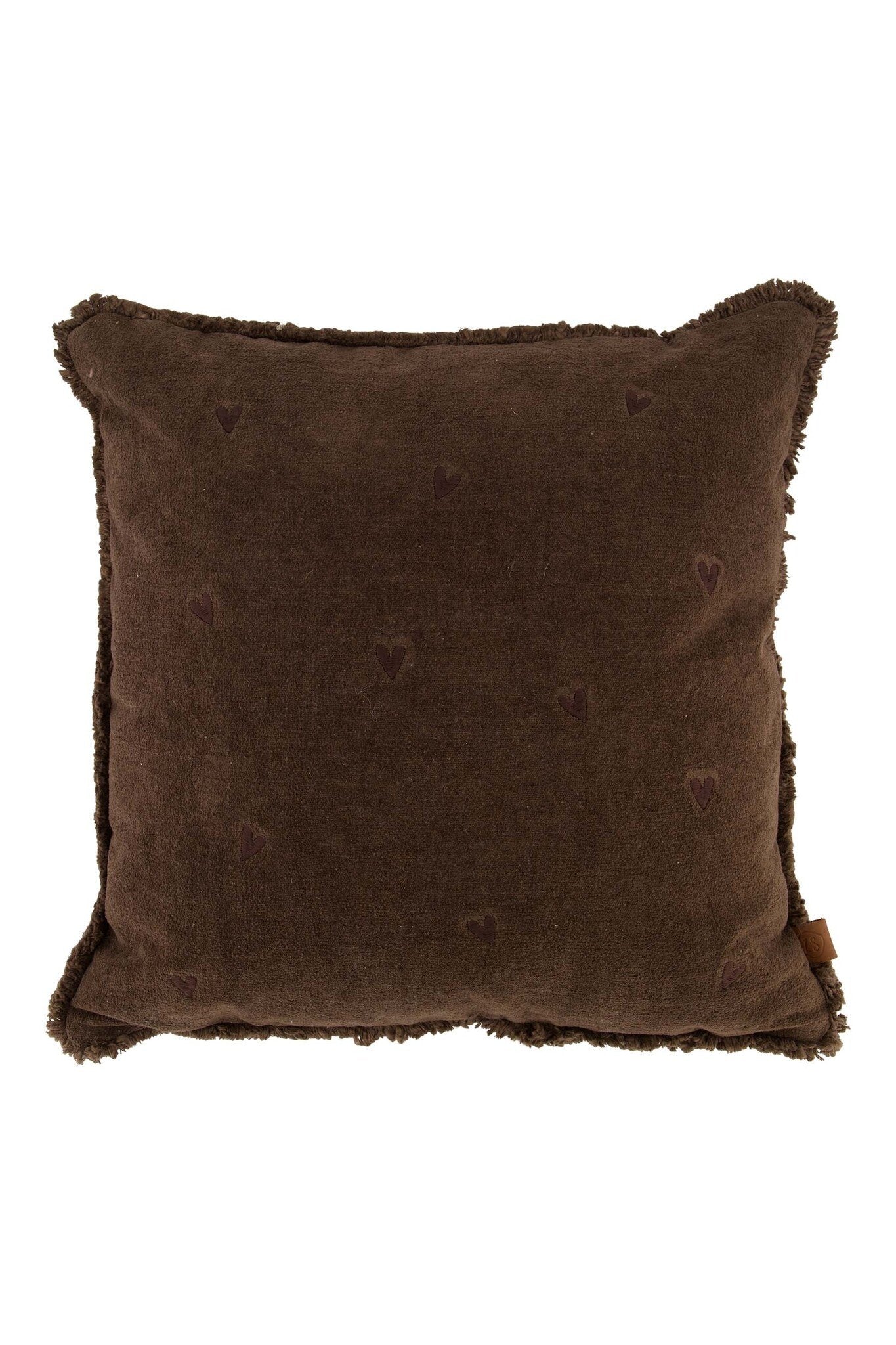 Zusss | Kussen velvet hartjes 45x45cm bruin
