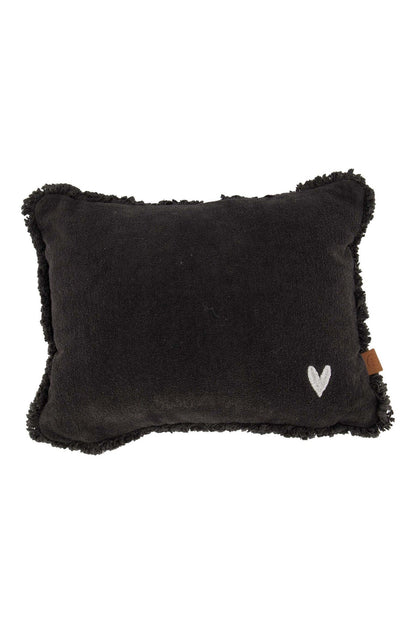 Zusss | Kussen velvet zilver hartje 35x25cm antracietgrijs