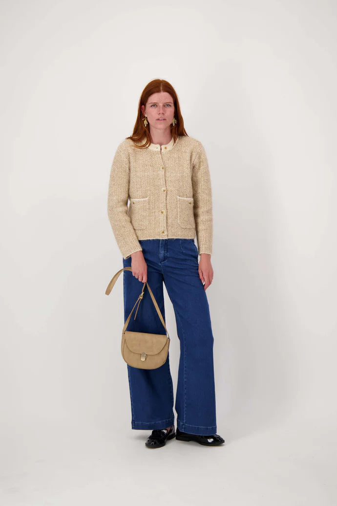 Zusss | Schoudertasje gouden sluiting taupe