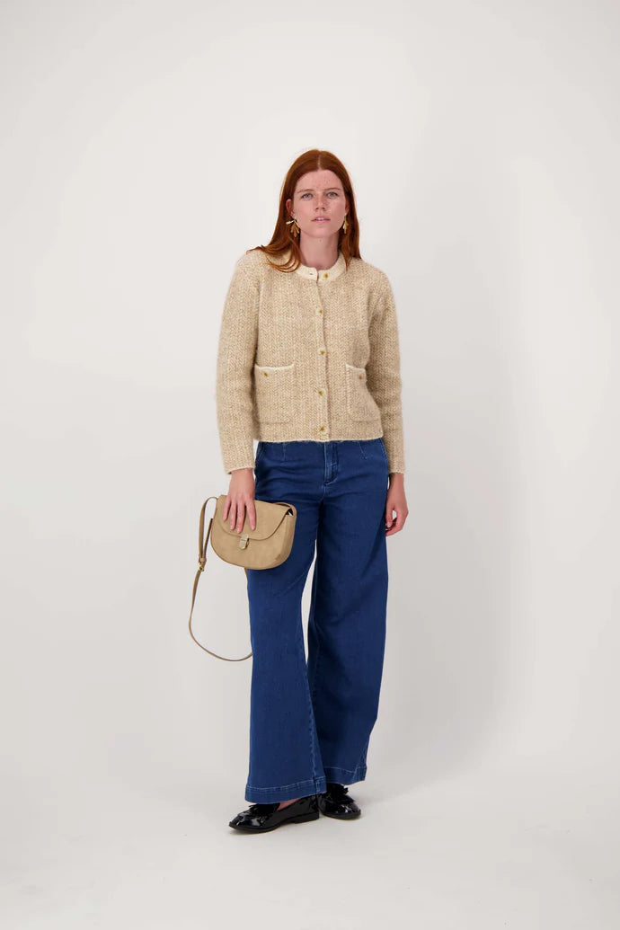 Zusss | Schoudertasje gouden sluiting taupe