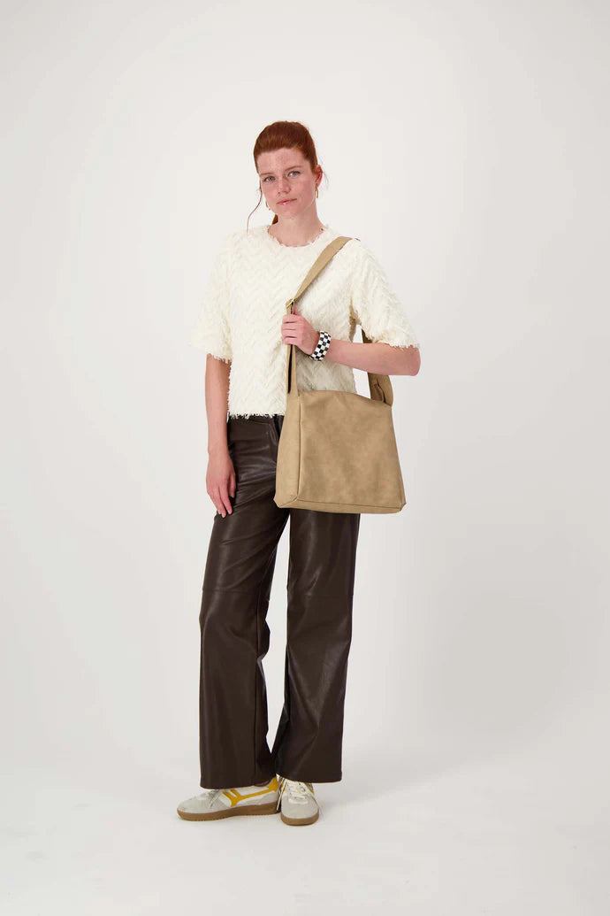 Zusss | Schultertasche mit breitem Riemen, taupe