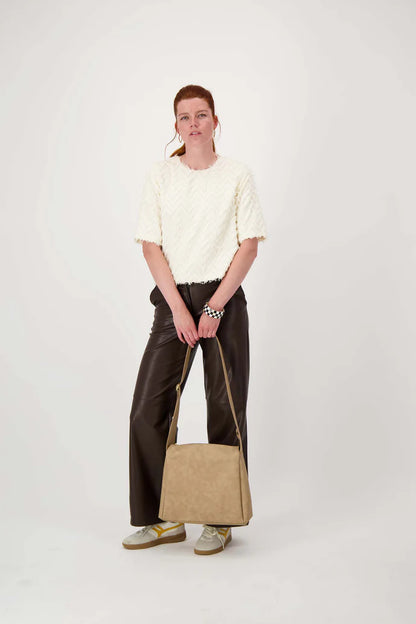 Zusss | Schoudertas met brede band taupe