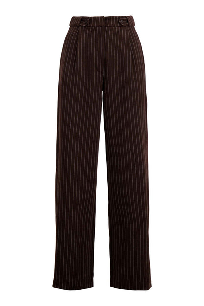 Zusss | Broek met krijtstreep chocoladebruin