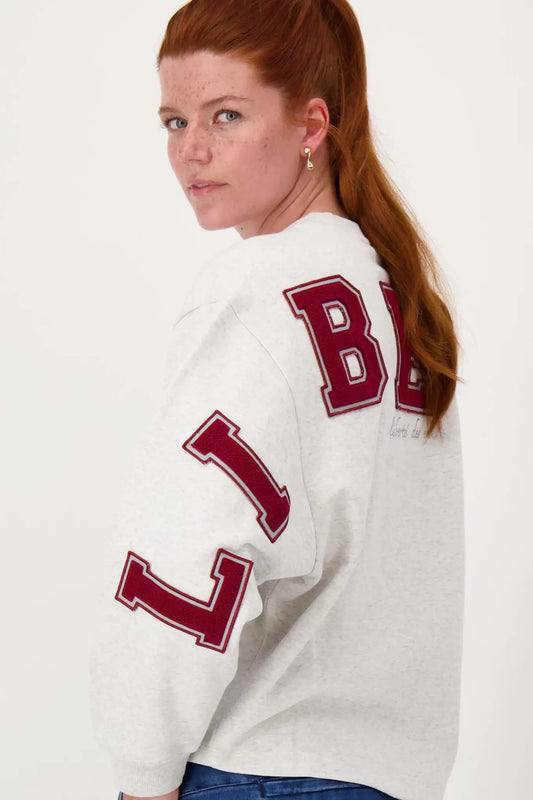 Zusss | Sweater met tekst mid grey/classy red